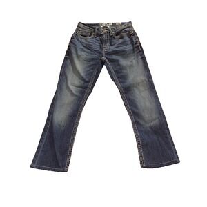BKE Buckle Alec Jeans Mens 31L (31x29) Straight Leg Stretch DISTRESSED
